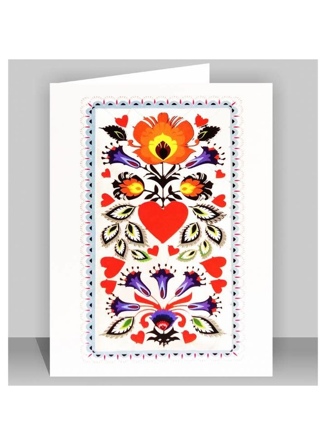 Orange Flower Burst with Heart Laser cut card