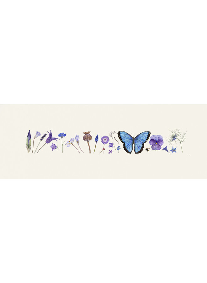 Blue Flora and Bee Line print - edition of 200 with mount  011