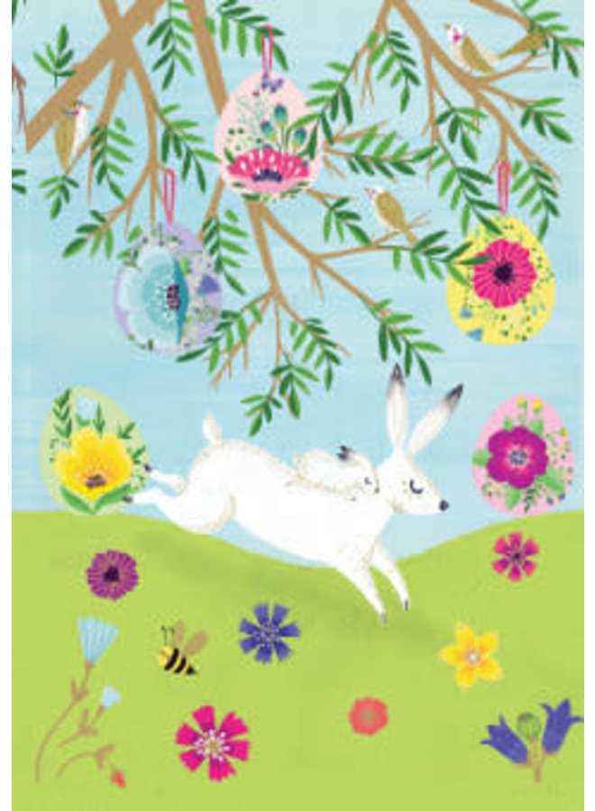 Tarjeta Láser Blanca Liebres De Primavera