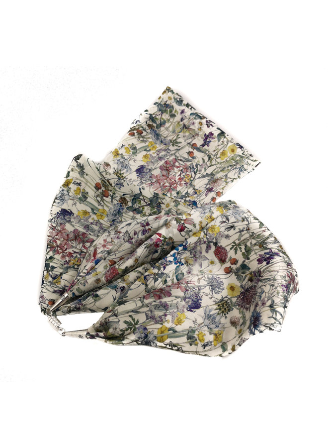 Wild Flowers  Satin and Silk Scarf  with magnetic clasp Boxed   95