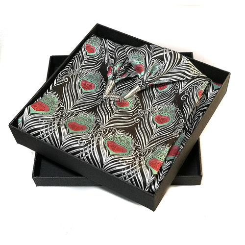 Lady Crow Silks Feathers Satin and Silk Scarf with magnetic clasp Boxed Lady Crow Silks Feathers Satin and Silk Scarf with magnetic clasp Boxed