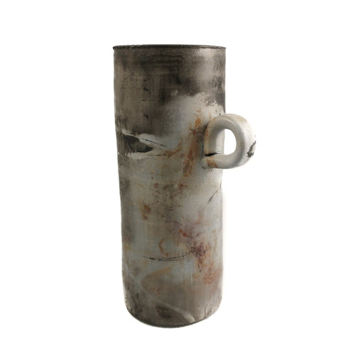 Muddy Fingers Jug Vessel saggar - raku 01 Muddy Fingers Jug Vessel saggar - raku 01