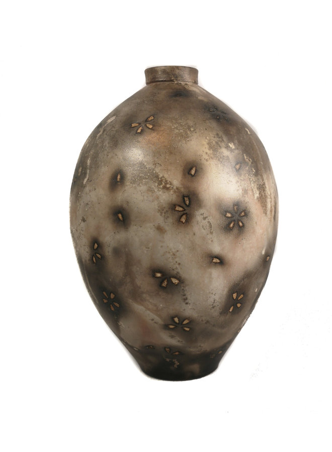 Large Raku Vessel saggar fired 06