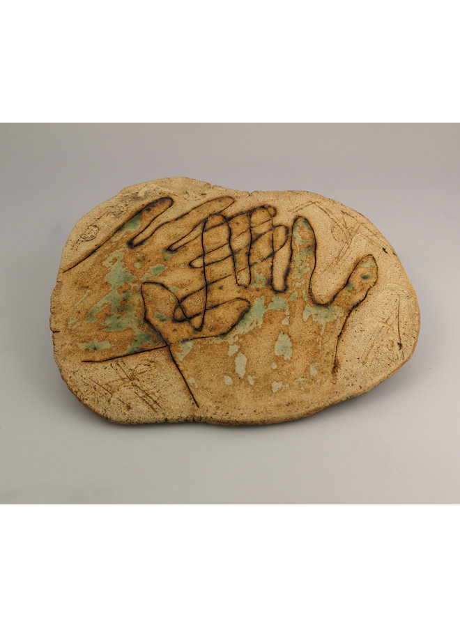 Hands Together stoneware wall plaque 049