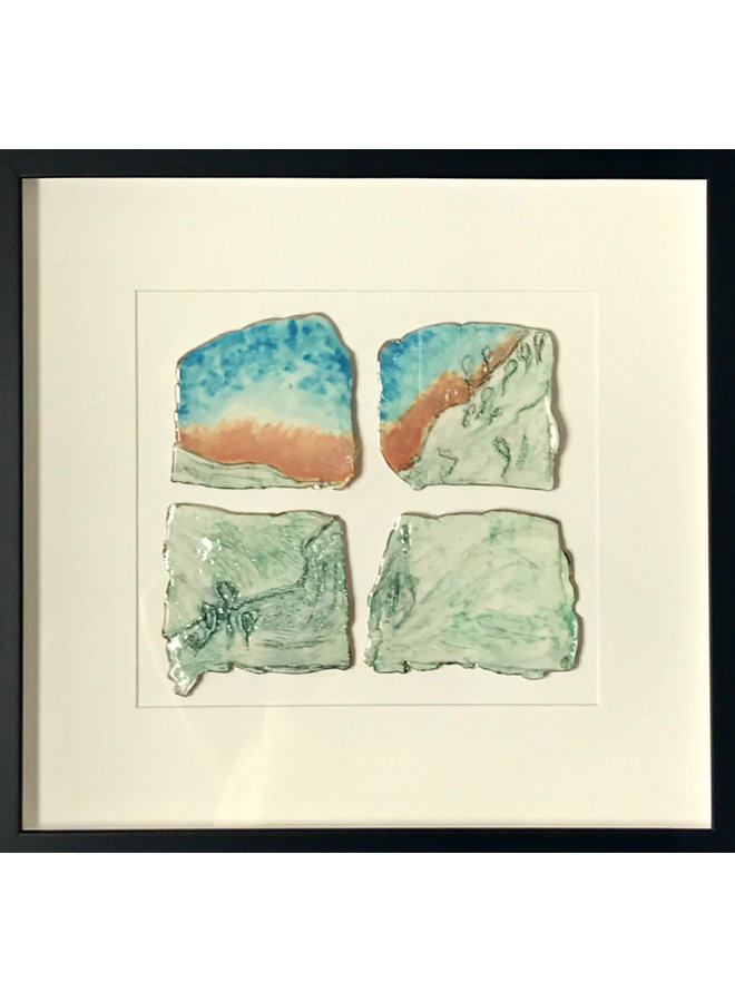 Sunset Landscape, framed wall piece, porcelain and platinum 01