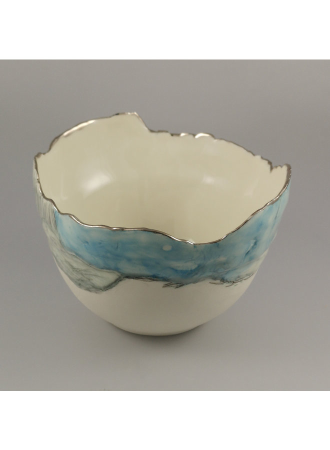 Landscape  Bowl with Blue sky , porcelain and platinum 05