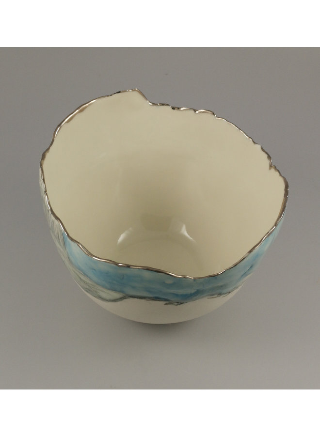 Cuenco de paisaje con cielo azul, porcelana y platino 05