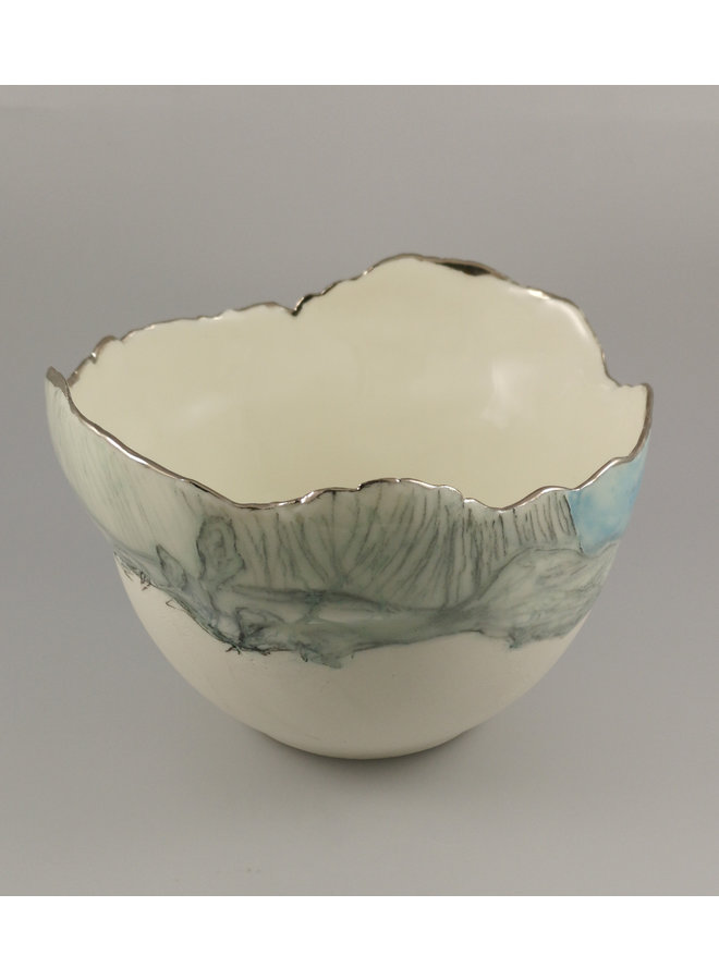 Landscape  Bowl with Blue sky , porcelain and platinum 05