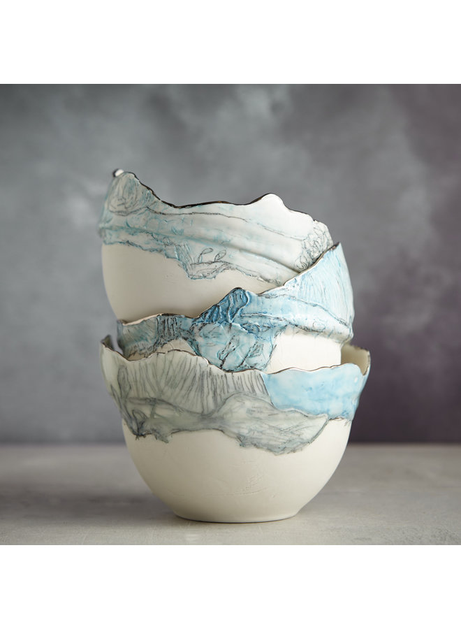 Landscape  Bowl with Blue sky , porcelain and platinum 05
