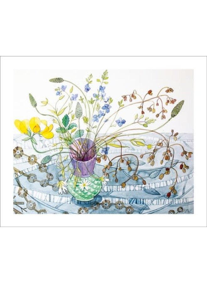 Balllindallock Pot. Card by Angie Lewin