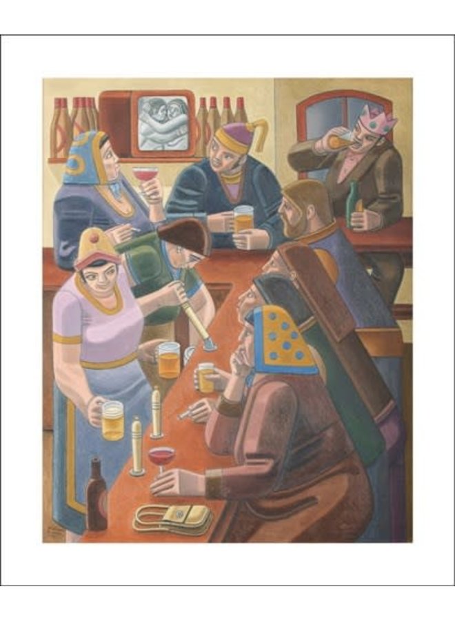 Saturday Night (at the local). Card by William Roberts