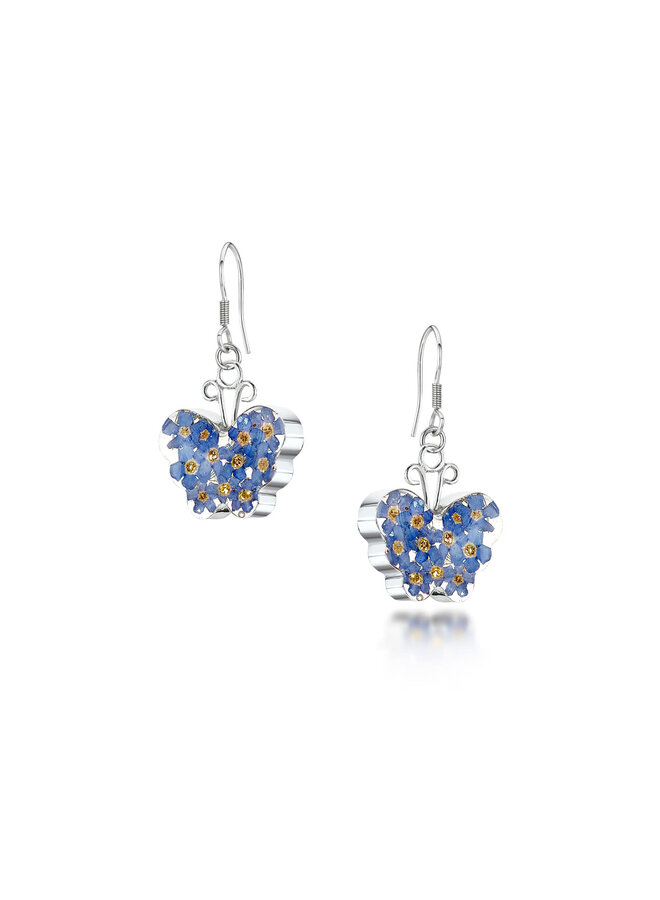 Butterfly forgetmenot silver drop earrings 108