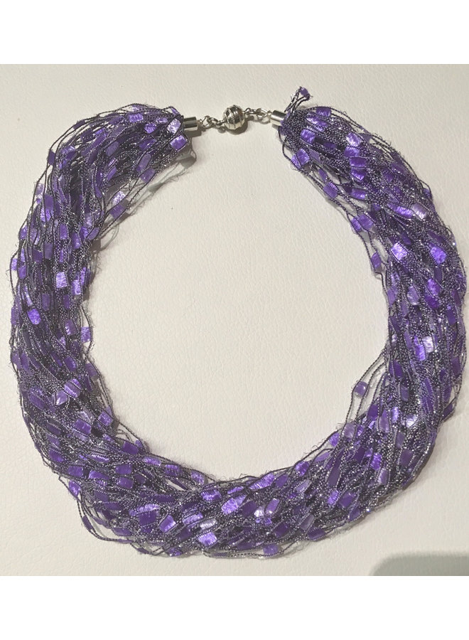 Sparkle Fibre Necklace Violet and Mauve 10