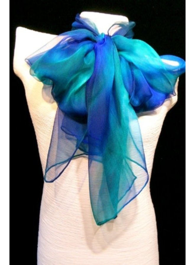 Aqua Gossamer Silk Scarf 40x145cm