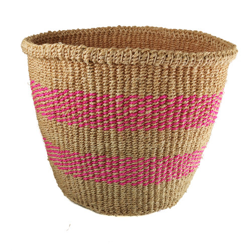The Basket Room Tejido fino raya rosa medio Sisal baskekt 32 The Basket Room Tejido fino raya rosa medio Sisal baskekt 32
