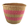 Fein gewebter rosa Streifen mittlerer Sisal baskekt 32