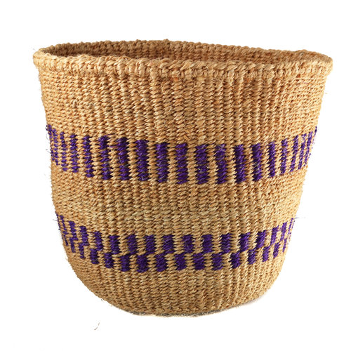 The Basket Room Fine weave Purple stripe medium Sisal baskekt 33 The Basket Room Fine weave Purple stripe medium Sisal baskekt 33