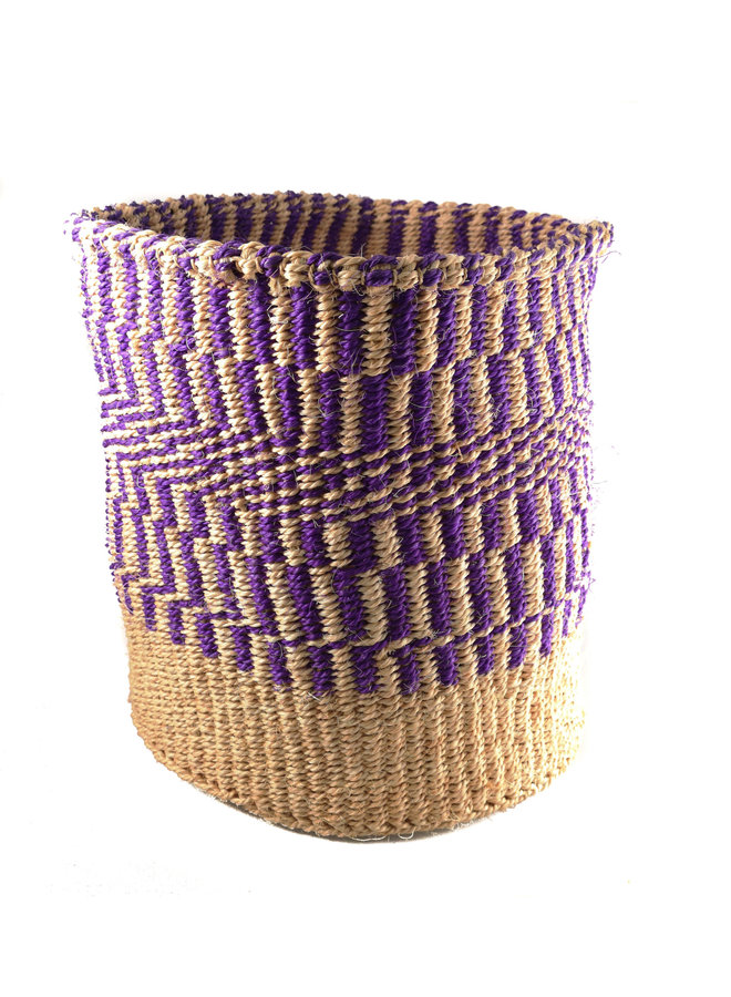 Fine weave Purple pattern large Sisal  baskekt 34