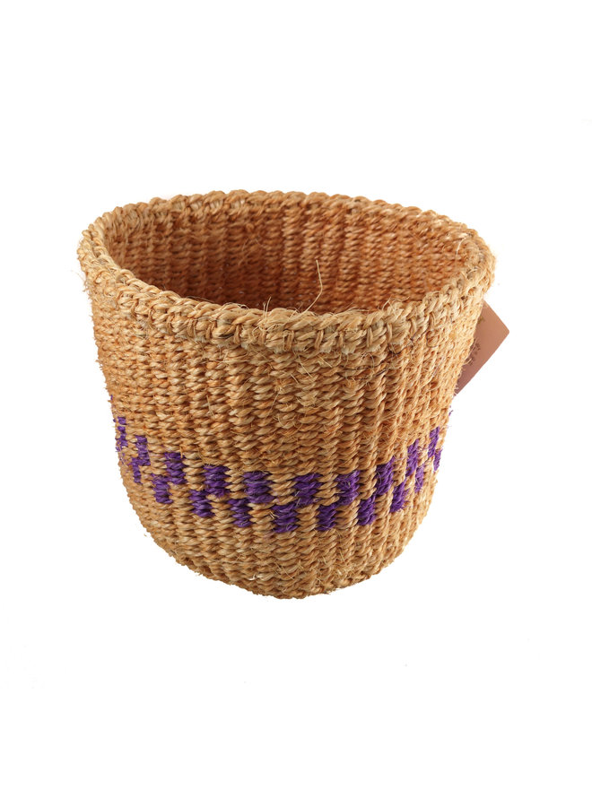 Fein gewebter lila Streifen Sisal Xsmall baskekt 27