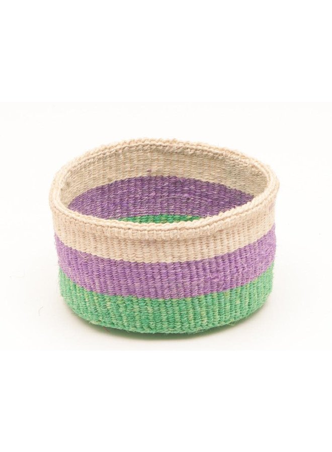 Panier moyen Hela en sisal vert et violet 06