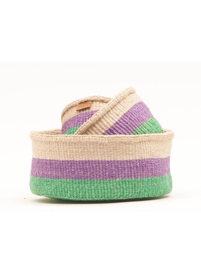 Cesta mediana Hela Verde y Violeta Sisal 06