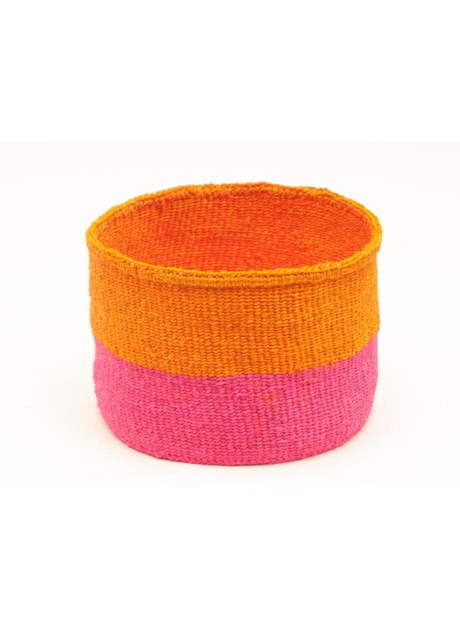 Kali Floro Orange och Pink Sisal medium korg 12