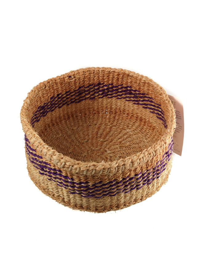 Simba  Purple stripe grass hand woven  basket 20
