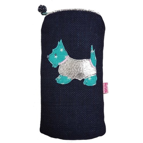 LUA Brillen-Reißverschlussfach mit Applikation Scottie Dog Navy 129 LUA Brillen-Reißverschlussfach mit Applikation Scottie Dog Navy 129