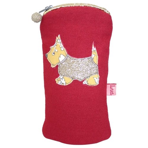 LUA Brillenetui mit Reißverschluss appliziert Scottie Hund Himbeere 161 LUA Brillenetui mit Reißverschluss appliziert Scottie Hund Himbeere 161
