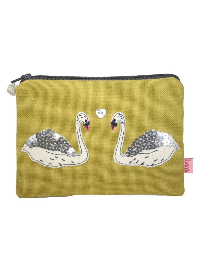 Swans appliqued zip purse citrus 145