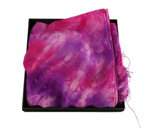 Fuchsia Crepe De Chine Silk Fringed Scarf Boxed 94 Accessories