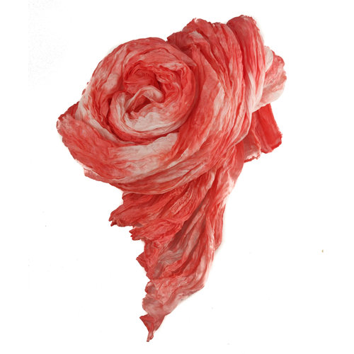Lady Crow Silks Coral Crinckle wide Silk Scarf Gift Boxed 102 Lady Crow Silks Coral Crinckle wide Silk Scarf Gift Boxed 102