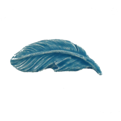 Pretender To The Throne Feather Blue small stamped ceramic brooch 097 Pretender To The Throne Feather Blue small stamped ceramic brooch 097