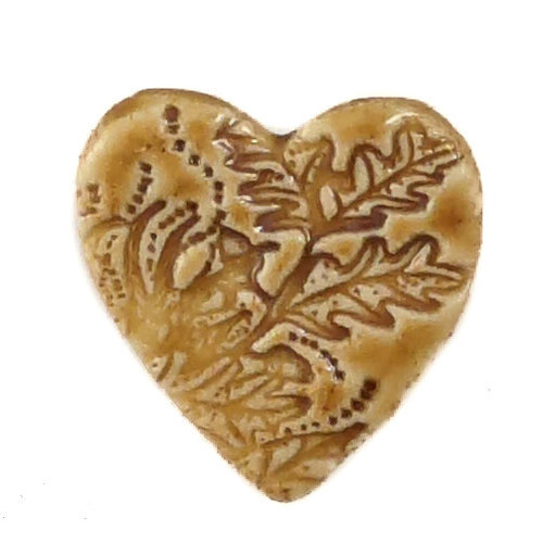 Pretender To The Throne Corazón ocre pequeño broche cerámico estampado 084 Pretender To The Throne Corazón ocre pequeño broche cerámico estampado 084