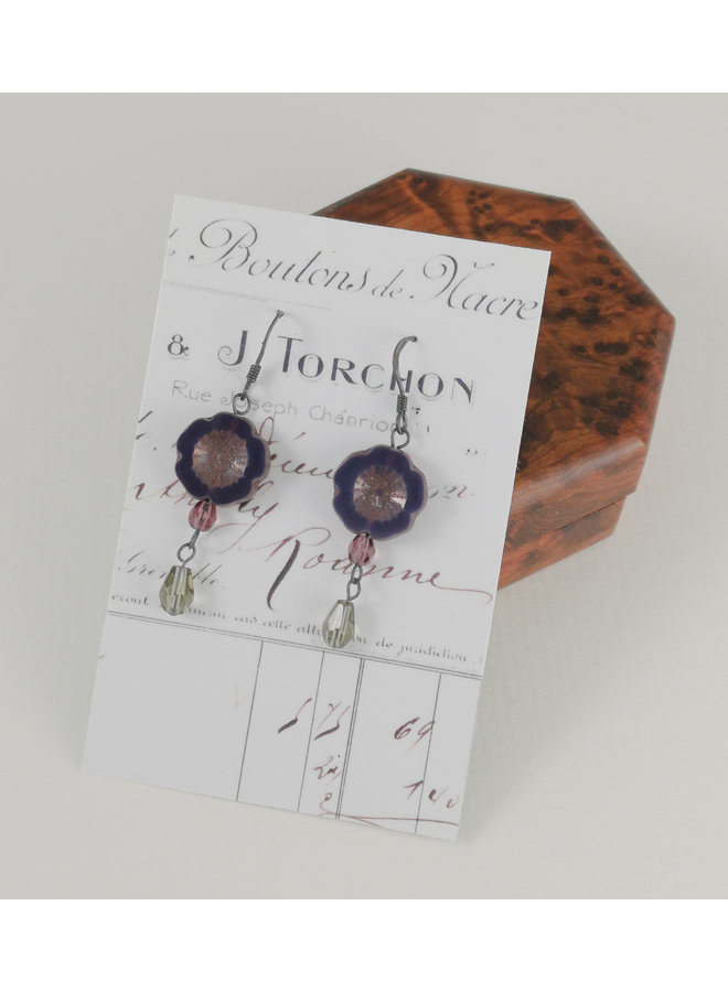 Bohemia deep purple  drop earrings 21