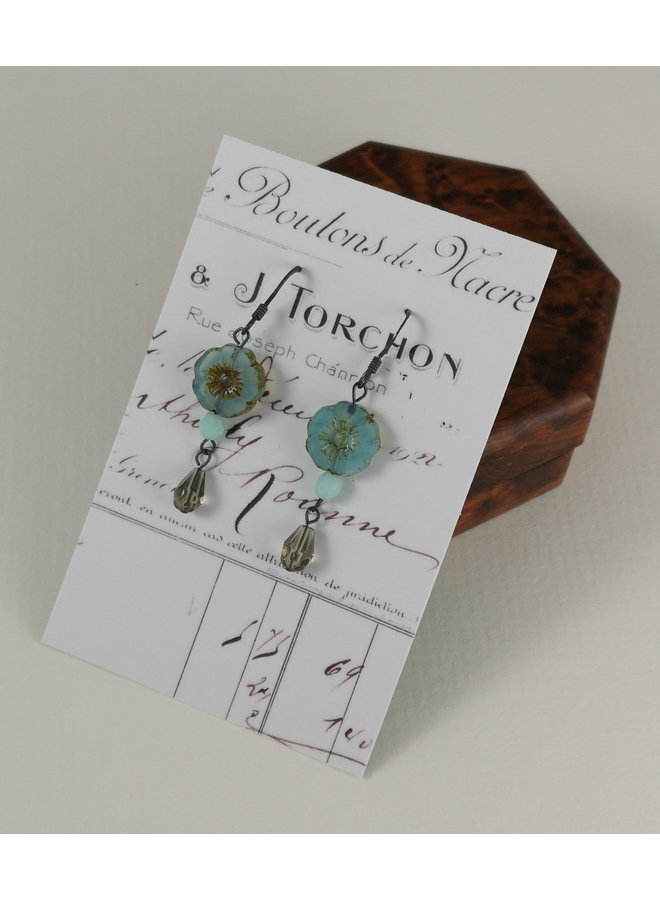 Böhmisches Entenei blaue Ohrhänger 17