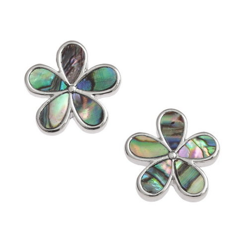Tide Jewellery Pendientes de botón de flor de pétalo paua shell 134 Tide Jewellery Pendientes de botón de flor de pétalo paua shell 134