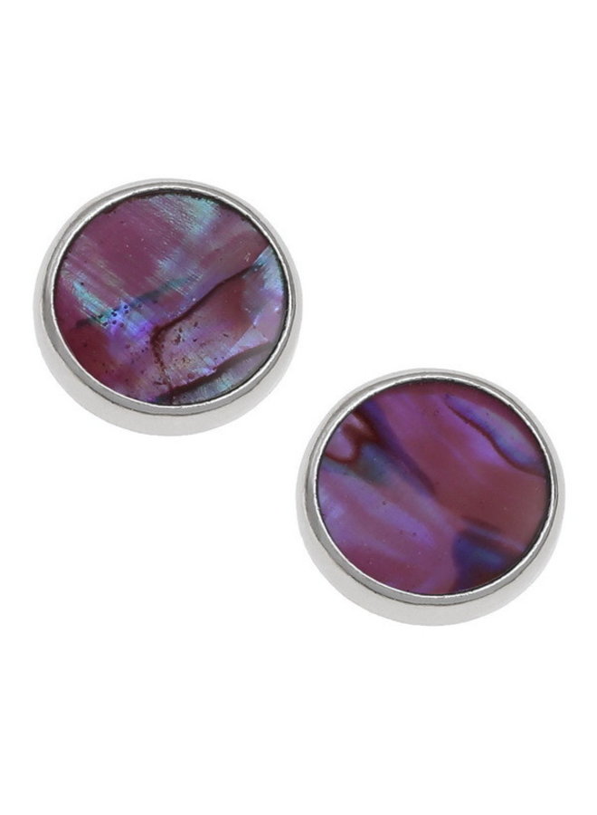 Aretes redondos de concha de paua rosa 132