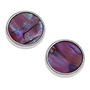 Aretes redondos de concha de paua rosa 132