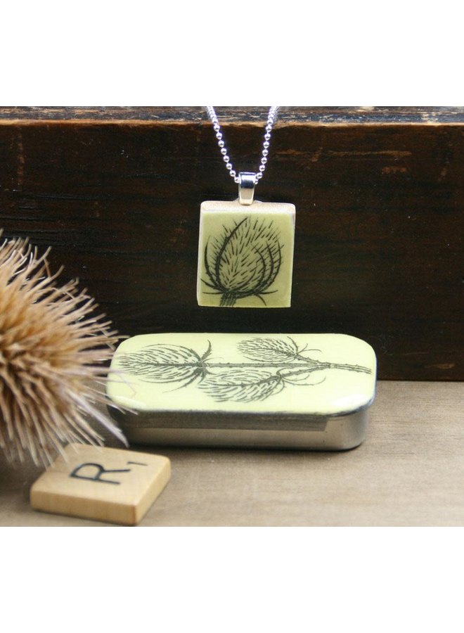 Teasel Scrabble  O Tile Pendant and Tin 04