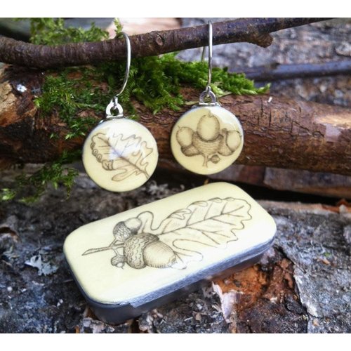 Leigh Shepherd Designs Acorn sixpence earrings in Tiny Tin 45 Leigh Shepherd Designs Acorn sixpence earrings in Tiny Tin 45