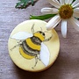 Bee Draughts Piece Brooch on card  61