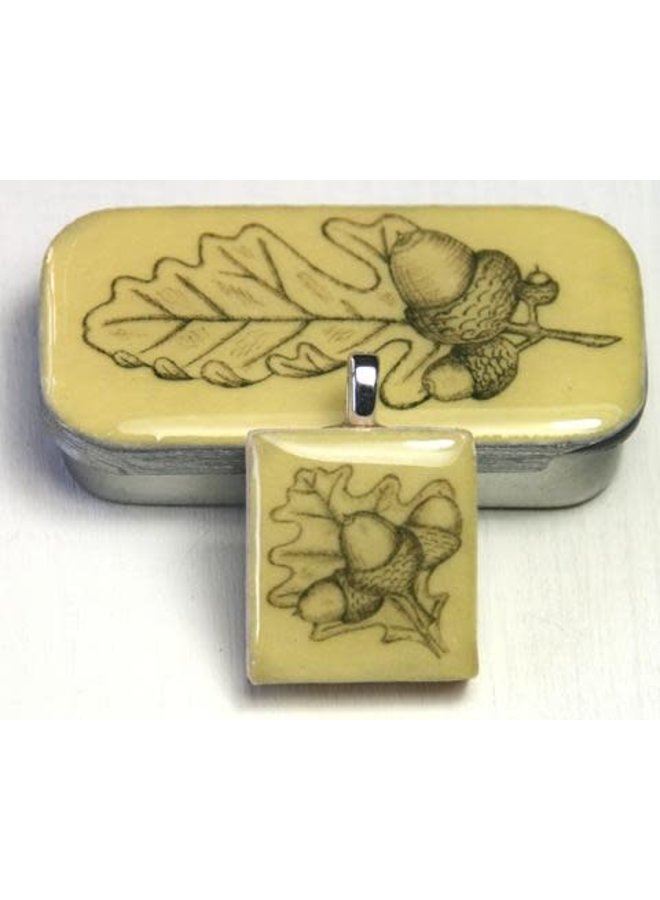 Acorn Scrabble Tile P in Tiny Tin 46