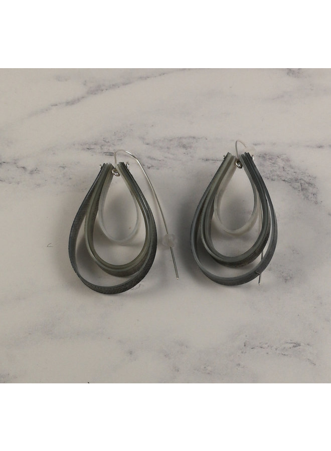 Layered teardrop  long hook grey earrings 62