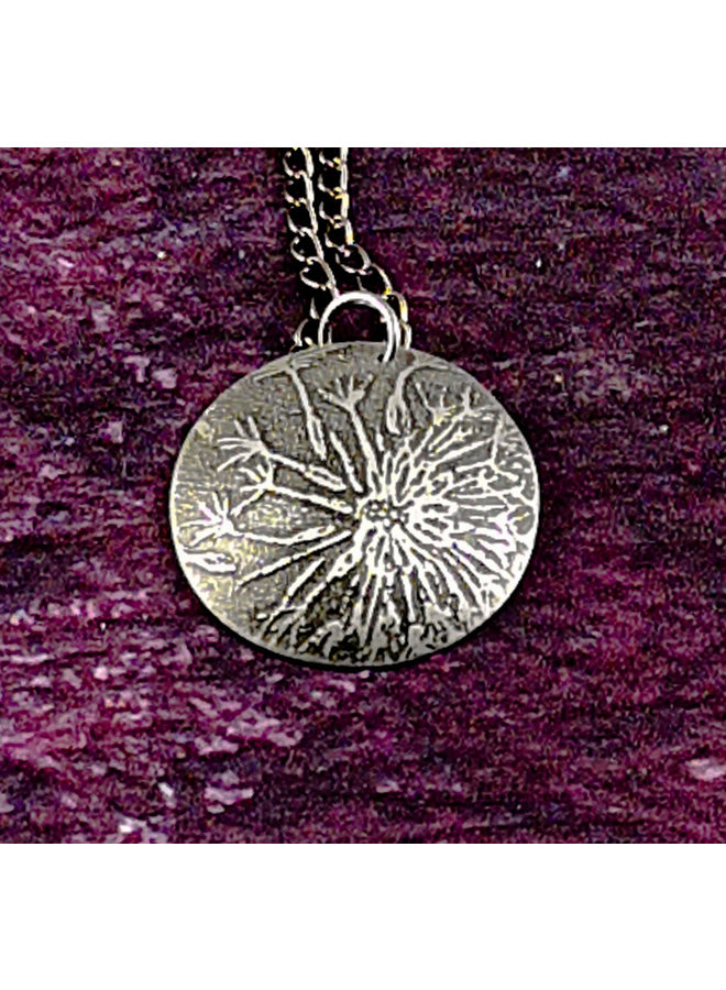 Dandelion metal dark dome  pendant 37