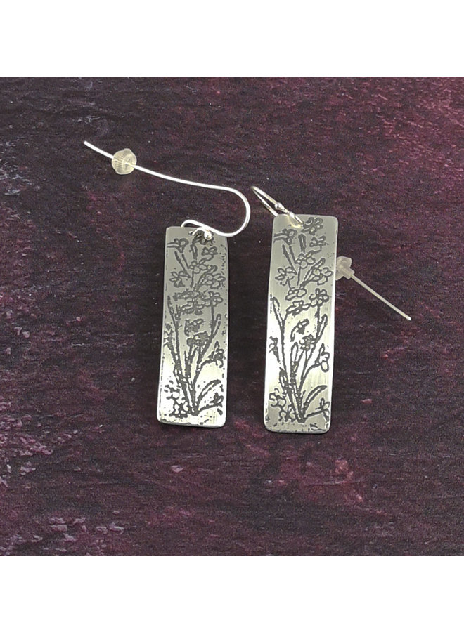 Flowers metal light rectangle long hook earrings 55