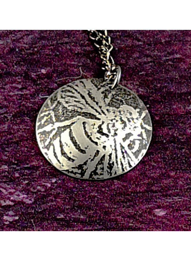 Bee metal dark, dome  pendant 40