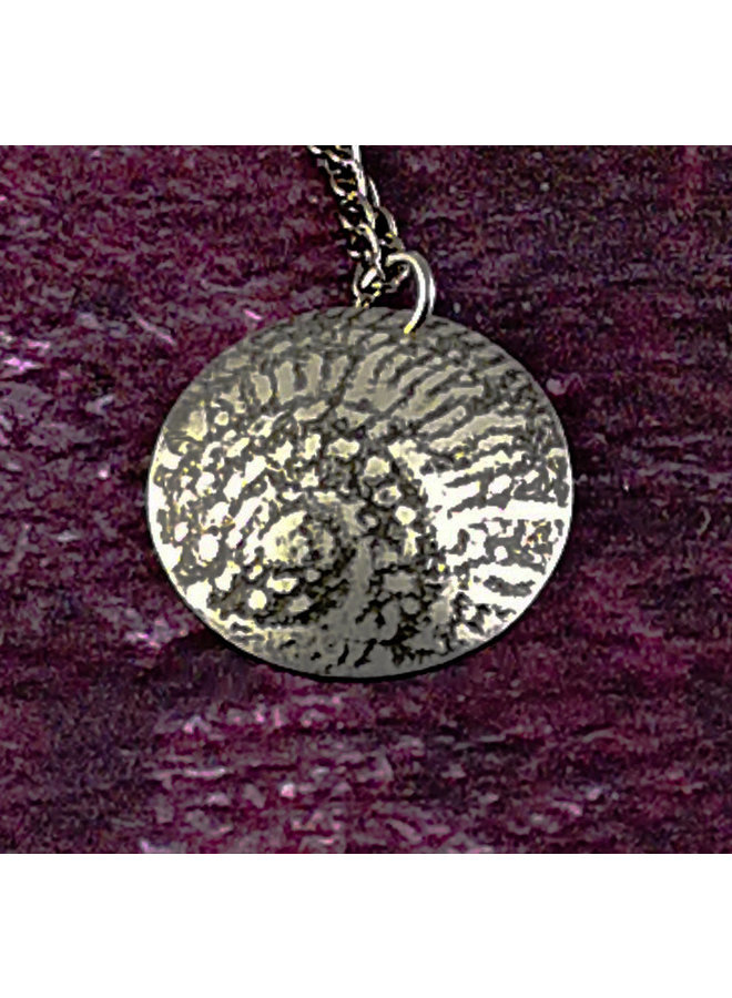 Ammonite metal dark dome  pendant 44