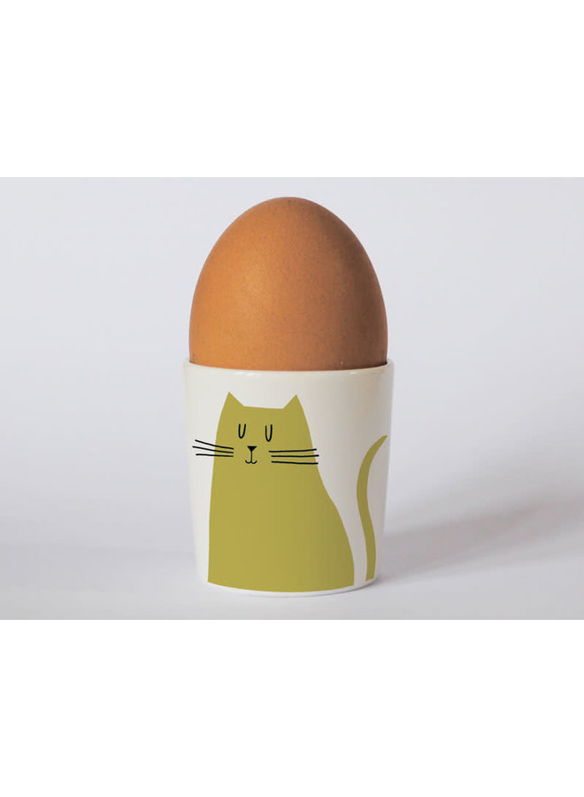 Happiness Sitting Cat Olive eggcup 80