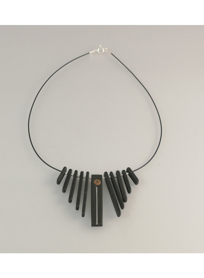 Fringe  Slate  rods with copper and silver silver necklace 22